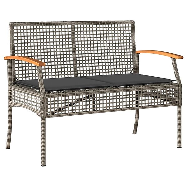 vidaXL Gartenbank mit Kissen Grau Poly Rattan Akazienholz 366256 günstig online kaufen