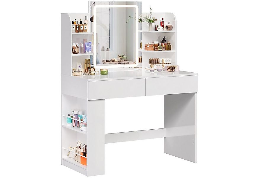 Furnicopia Schminktisch 90/110 cm, LED-Beleuchtung mit einstellbarer Hellig günstig online kaufen