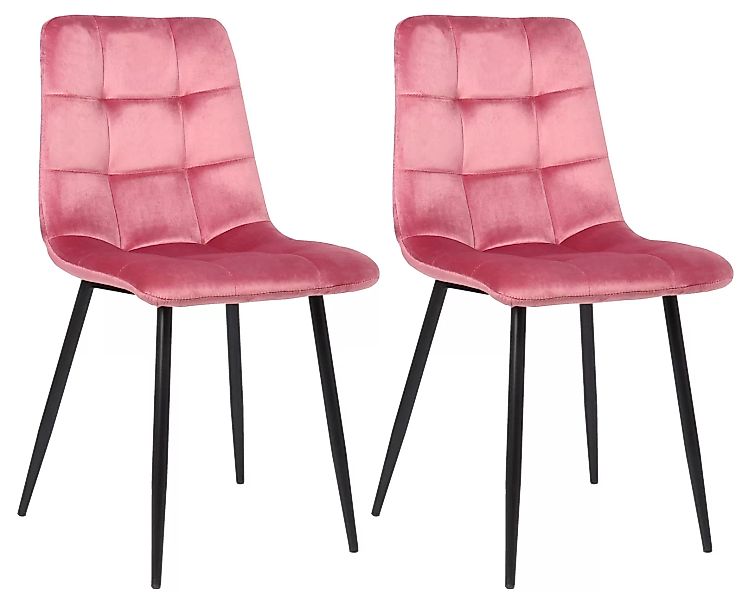 2er Set Esszimmerstuhl Tilde-pink-Samt günstig online kaufen