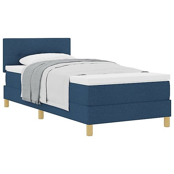vidaXL Bett Boxspringbett mit Matratze Blau 90x190 cm Stoff (1-tlg) günstig online kaufen