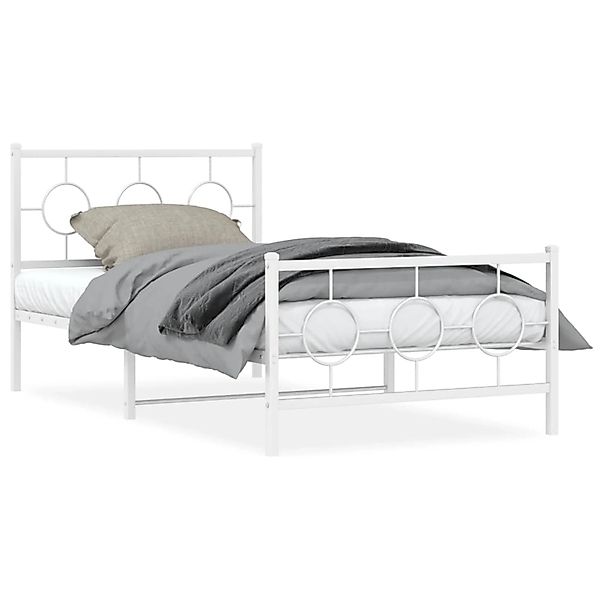 vidaXL Bettgestell mit Kopf- und Fußteil Metall Weiß 100x190 cm 376287 günstig online kaufen