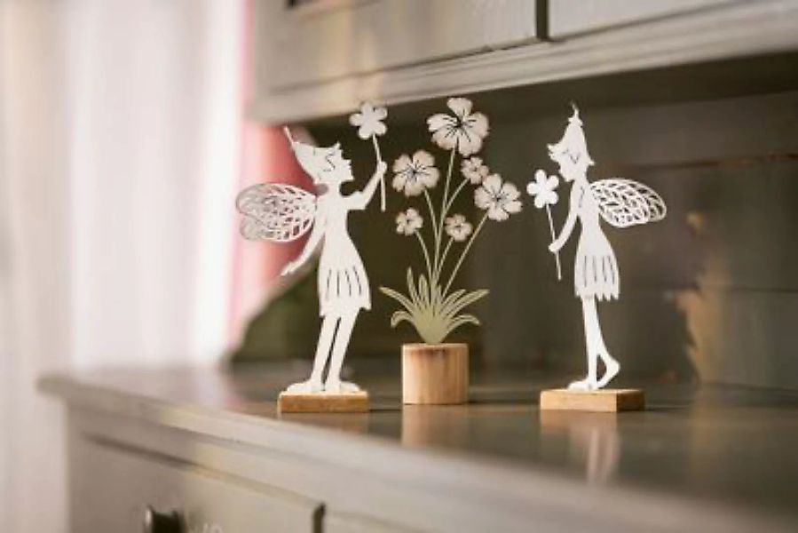 HOME Living Deko SPAR-SET 2x Blumen Dekoobjekte grün/weiß günstig online kaufen