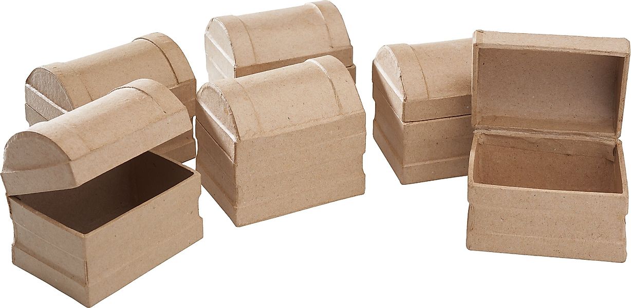 VBS Truhe Runddeckeltruhe Pappmaché, 6 Stück günstig online kaufen