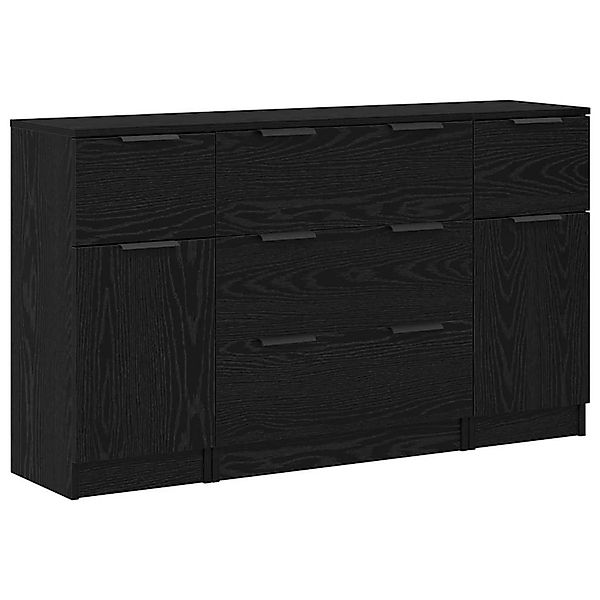 vidaXL Sideboard 3-Tlg Schwarz Eichen-Optik 121 x 30 x 70 cm 3332538 günstig online kaufen