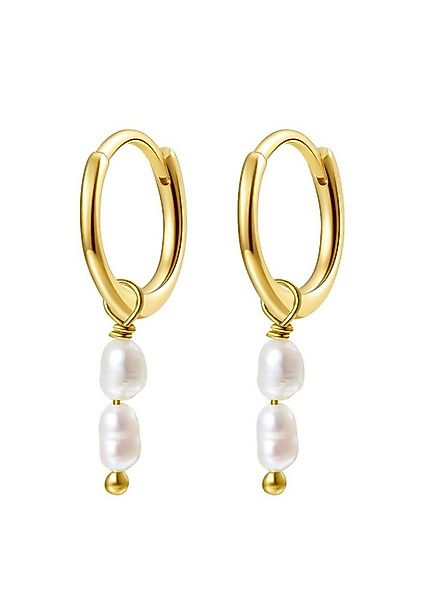 Hey Happiness Paar Creolen Perle Anhänger doppelt, Silber Ohrhänger Damen, günstig online kaufen