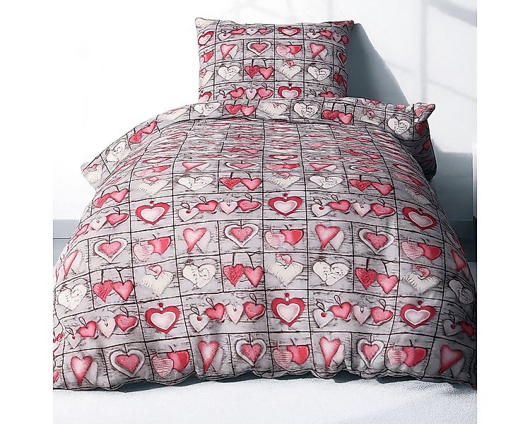 Heubergshop Bettwäsche, Seersucker, 2 teilig, 135x200cm + 80x80cm Herzen La günstig online kaufen