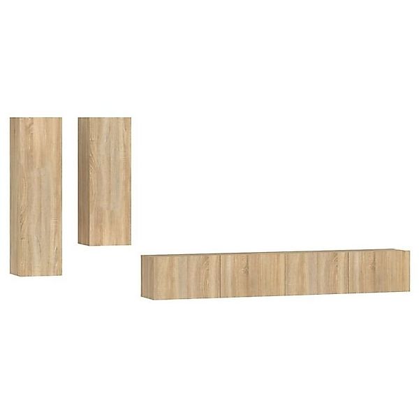 furnicato TV-Schrank 4-tlg. TV-Schrank-Set Sonoma-Eiche Holzwerkstoff (1-St günstig online kaufen