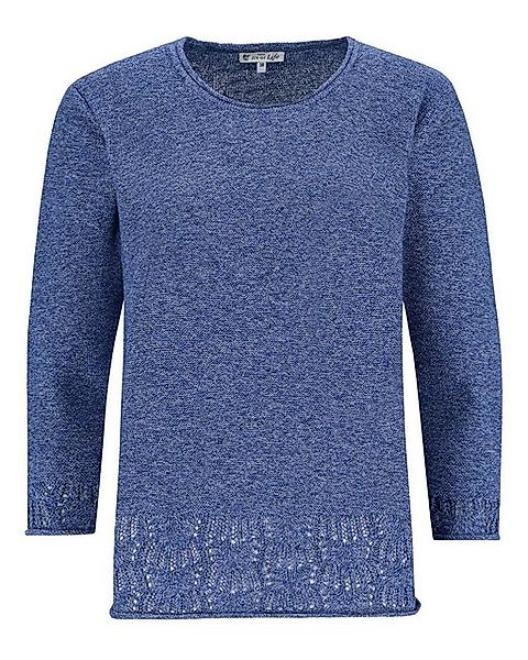 Hajo Rundhalspullover Pullover Moulinéoptik 3/4 Arm günstig online kaufen