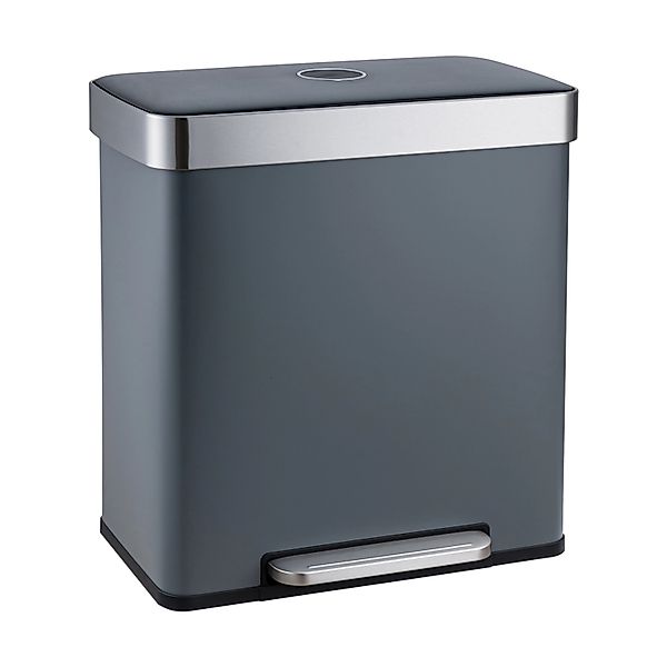 Svita LT2X30 Mülleimer 60l Treteimer 2 Fächer Mit Deckel Grau günstig online kaufen