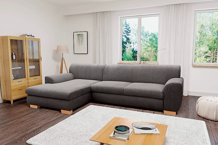 Home affaire Ecksofa "Nika L-Form", wahlweise mit Bettfunktion, auch in Cor günstig online kaufen