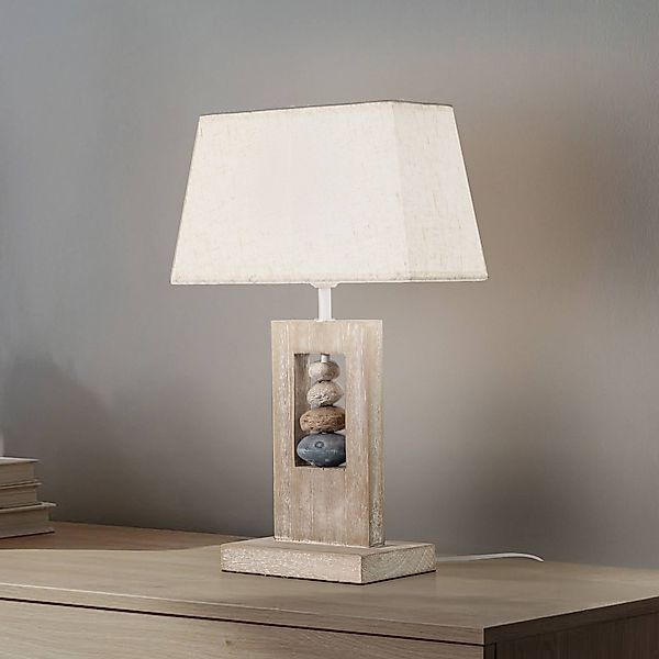 Tischleuchte Miriel, Höhe 46 cm, Textil, Holz günstig online kaufen