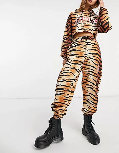 Jagger & Stone – Legere Jogginghose mit Tigermuster und Logo, Kombiteil-Bra günstig online kaufen