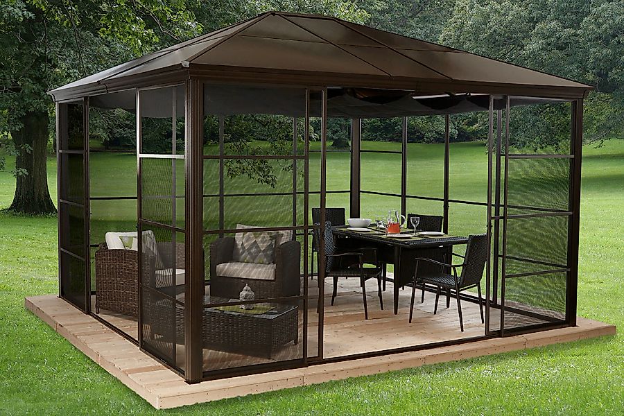 Sojag Pavillon Castel bronze Aluminium B/H/L: ca. 362x296x427 cm günstig online kaufen