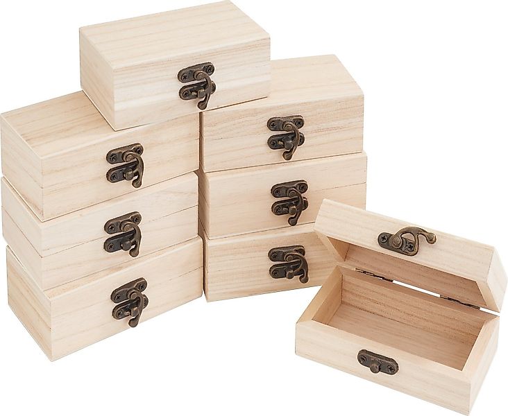 VBS Aufbewahrungsbox Holzkästchen Rohholz, 8 Stück günstig online kaufen