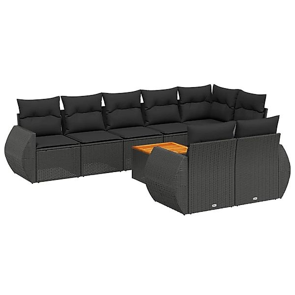 vidaXL 9-Tlg Garten-Sofagarnitur mit Kissen Schwarz Poly Rattan 3225089 günstig online kaufen