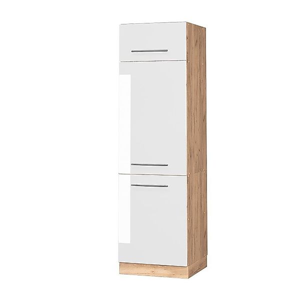 Vicco Kühlumbauschrank Fame-Line, Weiß Hochglanz/Goldkraft Eiche, günstig online kaufen