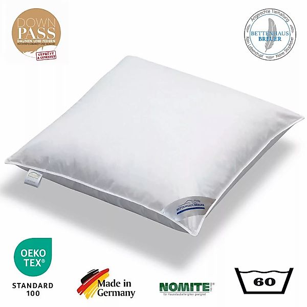 3 Kammer Kopfkissen Luxus Kissen dick 1060g neue Daunen Klasse1 80x80 günstig online kaufen