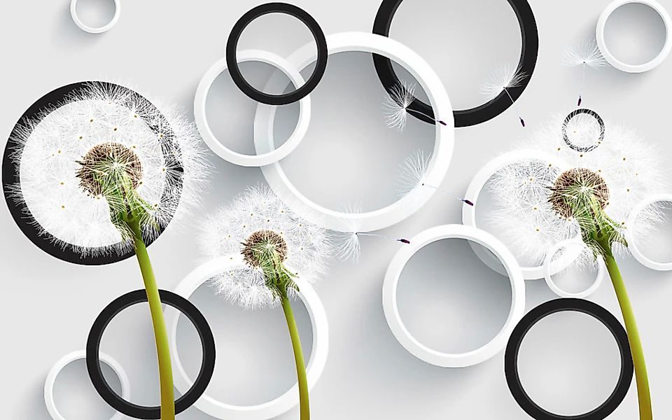 Papermoon Fototapete "Muster mit Pusteblumen, Ringe" günstig online kaufen