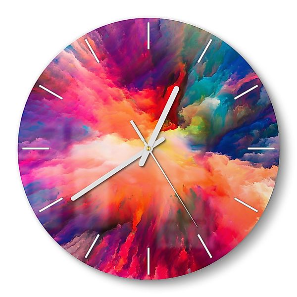 DEQORI Wanduhr 'Bunte Farbwolke' (Glas Glasuhr günstig online kaufen