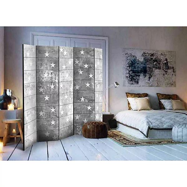 Schlafzimmer Paravent mit Sternen Grau und Weiß günstig online kaufen