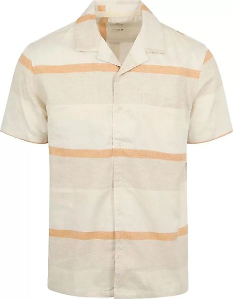 Anerkjendt Short Sleeve Hemd Leo Leinen Streifen Ecru - Größe XL günstig online kaufen