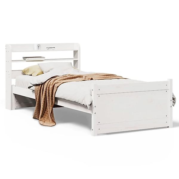 vidaXL Bettgestell mit Kopfteil ohne Matratze Weiß 90x200 cm 3306757 günstig online kaufen