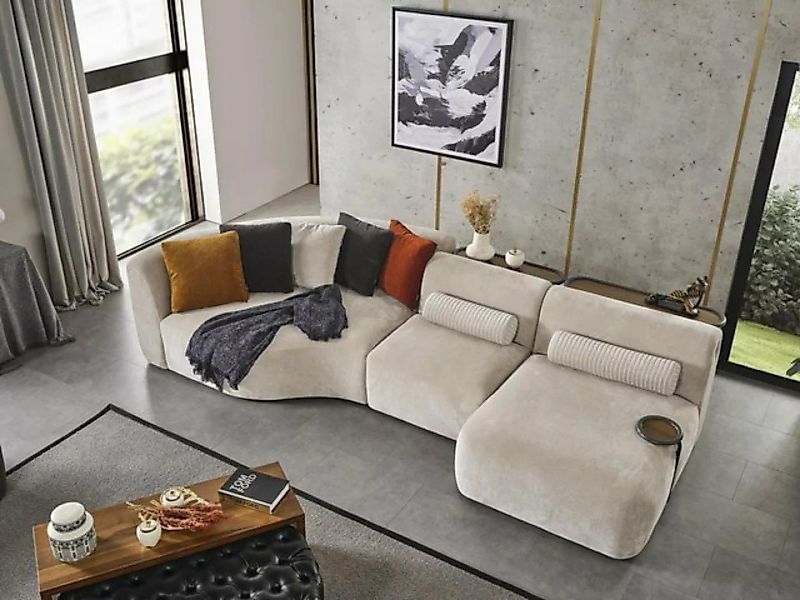 JVmoebel Ecksofa Ecksofa L Form Design Couch Holz mit Textil Polster neu Mö günstig online kaufen