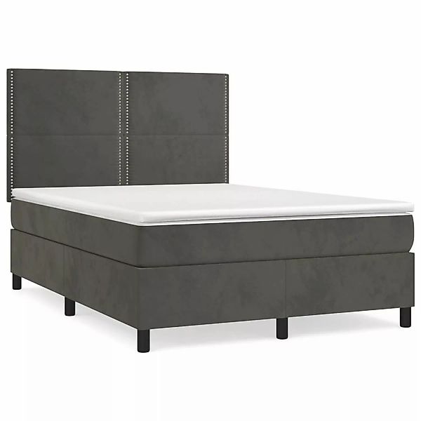 vidaXL Boxspringbett mit Matratze Dunkelgrau 140x200 cm Samt1350133 günstig online kaufen
