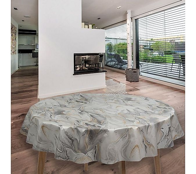 laro Tischdecke Wachstuch-Tischdecken Sahara Grau Rund 140cm günstig online kaufen