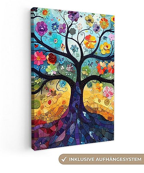 OneMillionCanvasses® Leinwandbild Baum - Bunt - Blumen - Kunst - Abstrakt, günstig online kaufen