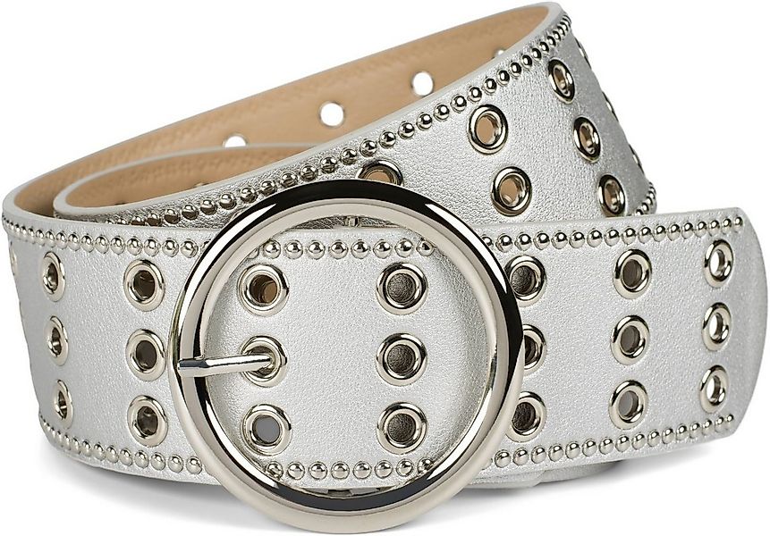 styleBREAKER Nietengürtel Breiter Taillengürtel mit Lochnieten (1-St) günstig online kaufen