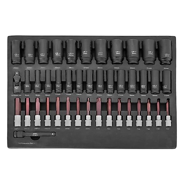 STAHLWERK Werkzeugwageneinlage 43 Tlg Steckschlüssel Set in Schaumstoffeinl günstig online kaufen