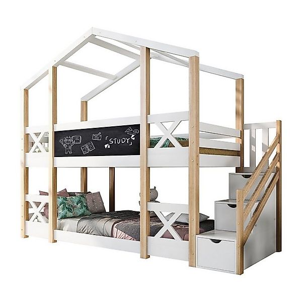 Sweiko Etagenbett, Kinderbett, Hochbett mit Treppe mit 3 Schubladen, 90*200 günstig online kaufen