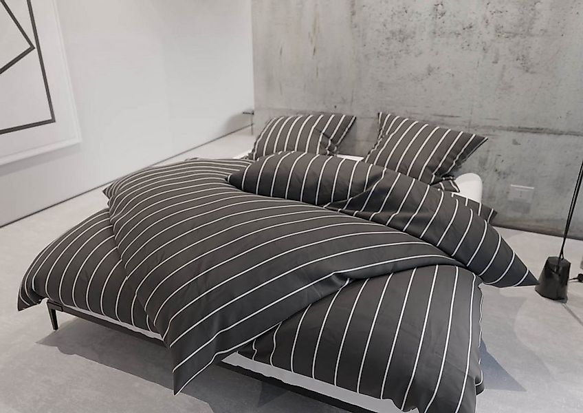 BETTWAESCHE-MIT-STIL Bettwäsche Mako Satin Bettwäsche Urban Stripe, Mako-Sa günstig online kaufen