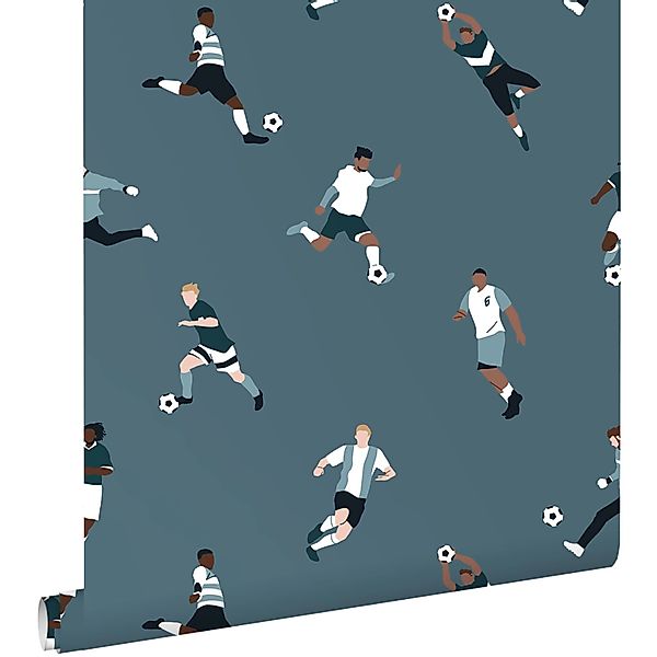 ESTAhome Tapete Fußballspieler Dunkelblau 50 x 900 cm günstig online kaufen