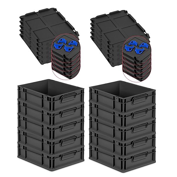 PROREGAL SparSet 10x Eurobox Nextgen Grip Mit Auflagedeckel Und Blauen Vers günstig online kaufen
