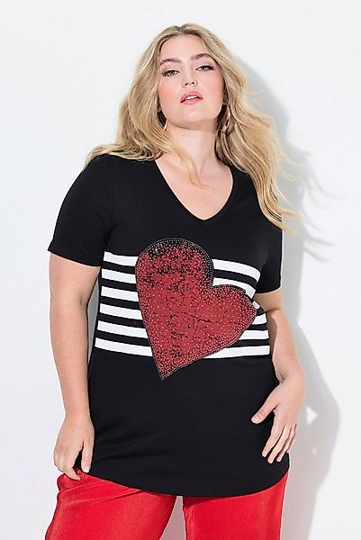 MIAMODA T-Shirt T-Shirt A-Linie Glitzersteinchen Herz Streifen günstig online kaufen
