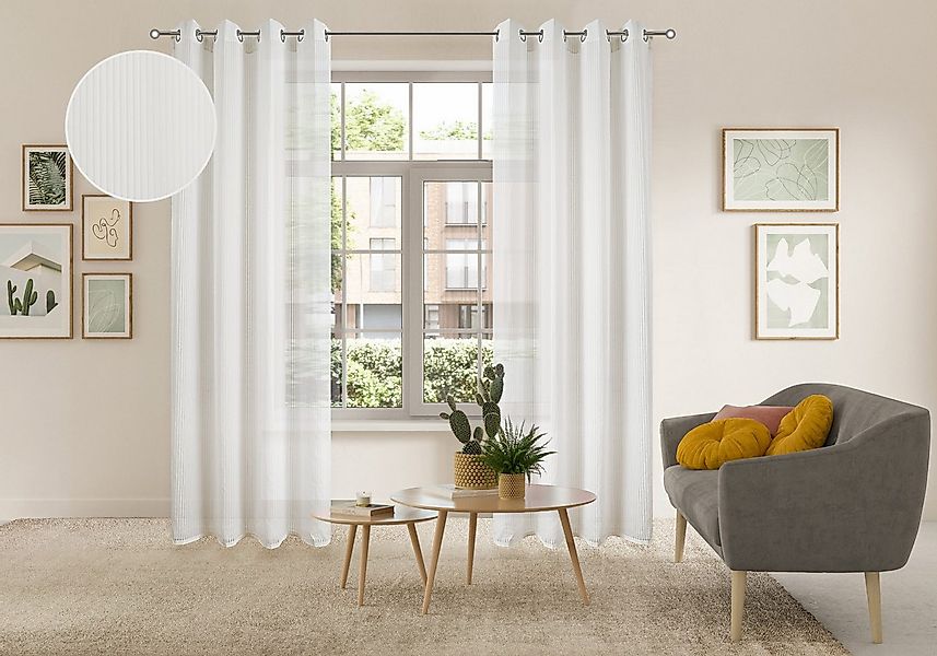 my home Gardine Mazi (1 St), Ösen, halbtransparent, 1 Schal, mit eingewebte günstig online kaufen