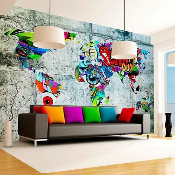 artgeist Fototapete Map - Graffiti mehrfarbig Gr. 150 x 105 günstig online kaufen
