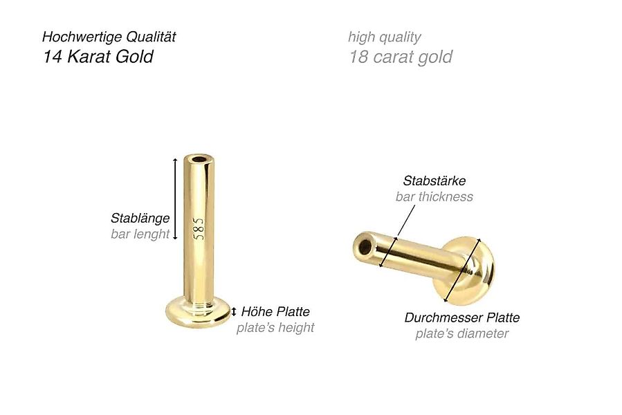 PIERCINGLINE Piercing-Set 14 Karat Gold Labret günstig online kaufen