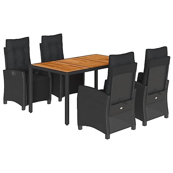 vidaXL 5-Tlg Garten-Essgruppe mit Kissen Schwarz Poly Rattan 3212908 günstig online kaufen
