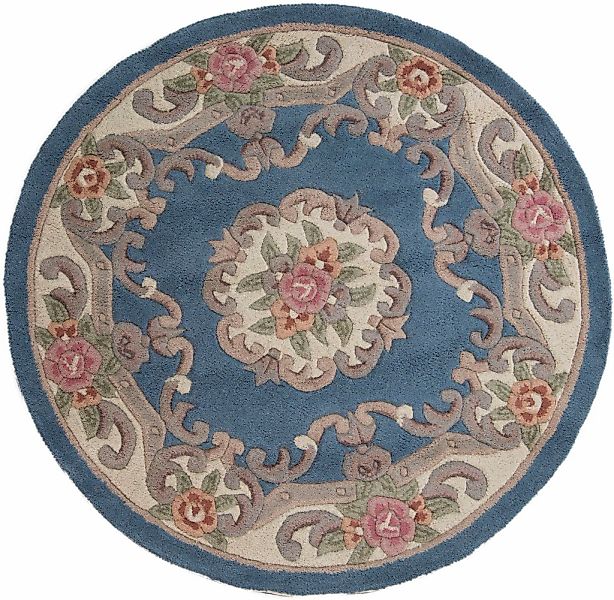 FLAIR RUGS Wollteppich "Aubusson" rund 10 mm Höhe Wolle, Teppich, Wohnzimme günstig online kaufen