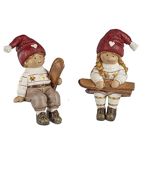 formano Dekofigur Nostalgische Winterkinder mit Ski günstig online kaufen