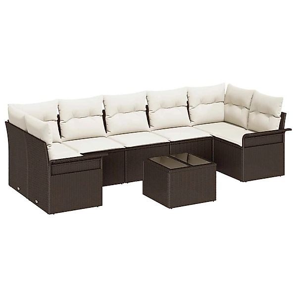 vidaXL 8-Teiliges Garten-Sofa-Set mit Kissen aus Braunem Poly Rattan 334527 günstig online kaufen