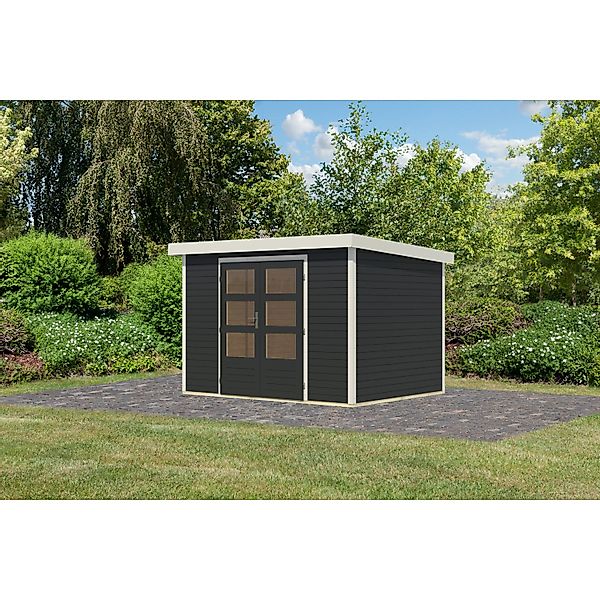Karibu Gartenhaus Diego 4 C Anthrazit/Weiß 209 x 298 x 213 cm günstig online kaufen
