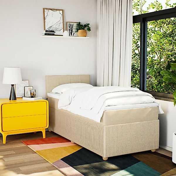vidaXL Bett Boxspringbett mit Matratze Creme günstig online kaufen