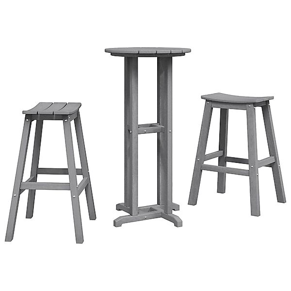 vidaXL 3-Teiliges Garten Bar Set Hellgrau HDPE 3335803 günstig online kaufen