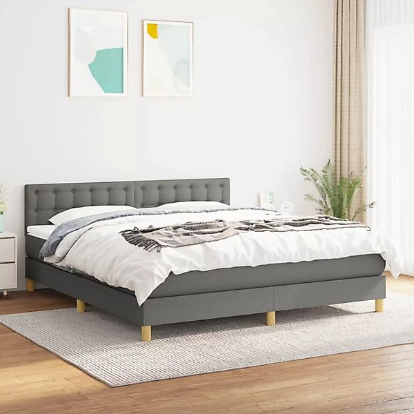Vidaxl Boxspringbett Mit Matratze Dunkelgrau 160x200 Cm Stoff günstig online kaufen