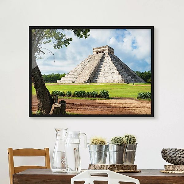 Bild mit Rahmen - Querformat El Castillo Pyramide günstig online kaufen