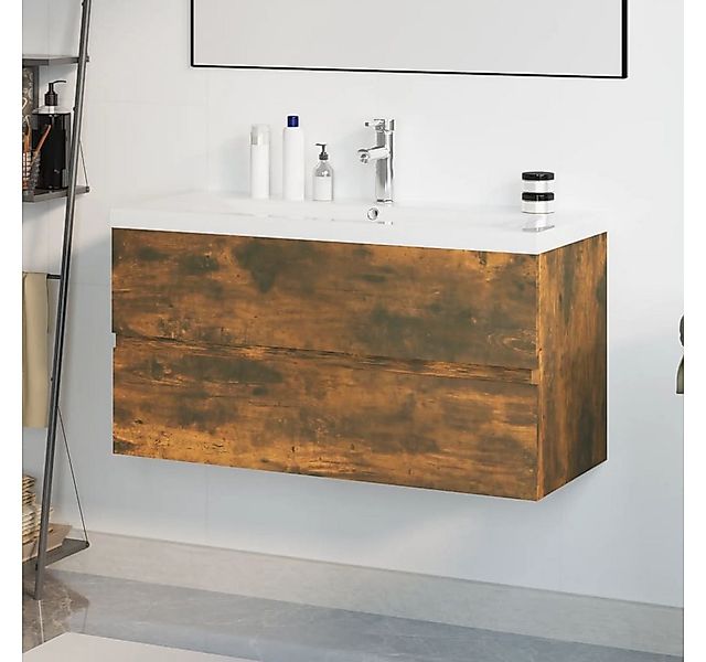 vidaXL Schrankmodule Waschbeckenschrank mit Einbaubecken Räuchereiche Holzw günstig online kaufen
